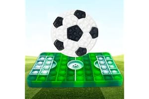 Cykapu 2Pc Football Poppet Fidget Toy Set, Silicone Green Fidget Popper - Black & White Football Fidget, Pop Bubble Fidget Toy Pack for Kids