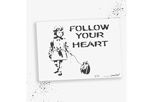 LaserCad Pochoirs BANKSY Streetart (B075, Follow Your Heart, DIN A2) Stencil pour graffiti, aérographe, art, décoration, peinture