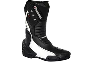 Bohmberg Stivali da Moto, Stivali Sportivi in Pelle, Pelle Resistente Idrorepellente con Protezioni Fisse/Design Molto Cool/urbano, motociclista - 42