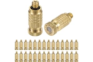 M METERXITY 30-Pack Brass Misting Nozzles, 0.008"/0.2mm Orifice Mister Nozzles Brass, High Pressure Spray Misting Nozzle Head for Outdoor Cooling System/Greenhouse/Landscaping [10/24 UNC]