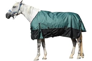 Gallopoff 1200D Ripstop Horse Rug 200g Medium Weight Standard Neck Turnout Rugs for Horses - Waterproof & Breathable with Anti-Rub Lining Dark Green 6'6"