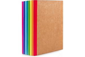 feela 8 Pack Kraft Notebooks A5, 60 Pages Lined Notepad Journal Bulk, Soft Brown Cover Multipack Notebook for Students Travelers Making Plans, Writing Memos Office School Supplies, 14X21cm