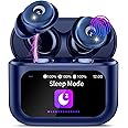 VEKJ Wireless Earbuds with Smart Touch Screen, Mini Sleep Earbuds Bluetooth 5.4 Headphones In Ear with Noise Cancelling Mic, 48H Bass Stereo Ear Buds, 5 EQ Modes/IP7 Waterproof Earphones Blue