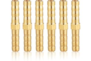 OMZSXK Connettore tubo flessibile 6mm ottone, 6 pezzi raccordo per tubo flessibile da 6 mm (1/4"), con spilli e gomma in ottone