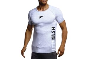 Leif Nelson Gym Herren Fitness T-Shirt Slim Fit Moderner Männer Bodybuilder Trainingsshirt Kurzarm Top Herren Sport T-Shirt - Bekleidung für Bodybuilding Training 6279