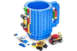 DAYMOO Brick Mug,Tasse à Café Compatible Avec Lego,Mug Noel,Cadeau Original Anniversaire rigolo Homme Papa Amie Garçon Fille,Idee cadeau Noël,Pâques,Halloween,Bleu