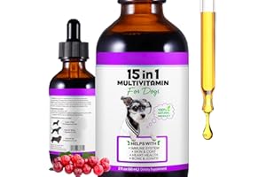 VFJVLVDG 15 in 1 Dog Multivitamin Drops for Dogs - Daily Multivitamin Dog Vitamins and Supplements - Helps with Immune System, Skin and Coat, Heart & Joint Function