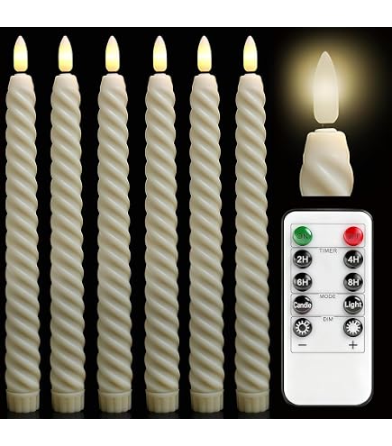 WinsTime LED Stabkerzen Mit Fernbedienung – 6 Stück, 25 Cm, Echtes Wachs, Flackernde Flamme, Batteriebetrieben, Rosa