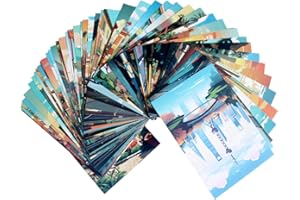 HCHES Lot de 50 feuilles de cartes postales de voyage avec paysages artistiques Assorted Postcrossing, scrapbooking, pour collection personnelle, projets d'échange, invitations ou à envoyer