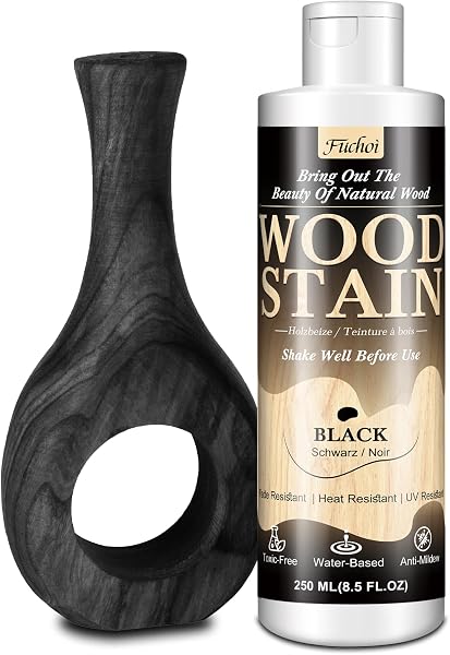 Tinte a base - Negro Ébano | 250 ml Barniz base agua para muebles de madera interior y exterior, puertas, ventanas, armarios, no tóxico, resistente a tintes - 1