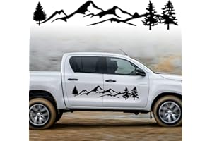 PWSAP Adesivi Montagna Adesivi per Cofano, Auto Adesivi Grafici Montagna Adesivo Decorativo in Vinile Impermeabile Universale per SUV Veicoli Camper Fuoristrada Carrozzeria Porta Laterale Tronco (Nero)
