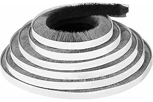 MILEQEE Door Brush Seal, 33Feet, 10m Long Felt Pile Weather Stripping for Doors, Weather Strip for Windows Cabinet, Self Adhesive Draft Blocker, Dust Stopper Sliding Door Seal Winter, Grey, Brush 5mm