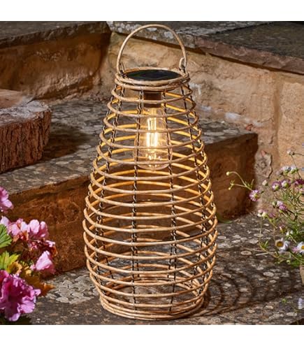 Wicker Lantern With Candle Holder Garden Lightning Table Light Rattan - View #8