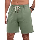 iClosam Men's Cotton Linen Elastic Waist Shorts | Breathable with Pockets Comfortable Summer Style M to 3XL
