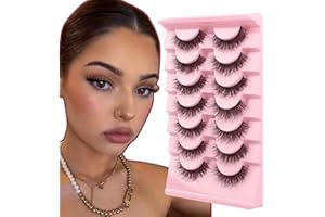 Pestañas postizas Oreola, pestañas postizas naturales y esponjosas de visón sintético, pestañas postizas ligeras y onduladas, súper suaves, paquete de 7 pares