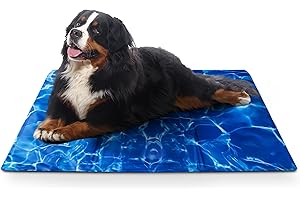 FurDreams Pet Cooling Mats – Self Cooling Mat Bed for Dogs, Cats to Prevent Overheating During Rest & Sleep – Heat Absorbing & Waterproof Gel Pillow Pad to Keep Ice Cool in Summer–Patterned(140x90cm)