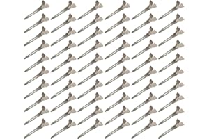 Beayuer 60 Pieces Duck Bill Hair Clips, 1.75 Inch Rustproof Metal Alligator Curl Clips with Holes for Hair Styling, Hair Coloring, Thick Hair Sectioning, Salon, Bows DIY, Silver (60Pcs, 1.75in Silver)