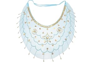 Abaodam Velo De Danza Del Vientre Velo Facial Tribal Velo Del Vientre Cubierta Facial De Bailarina Del Vientre Velos De Baile Velo Facial Con Borlas Cristal Poliéster Máscara 3d