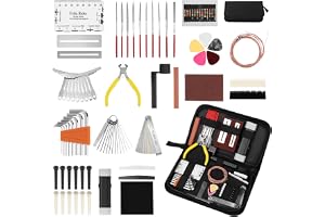 QWORK® 72 delar gitarrreparationsset med förvaringsväska – underhållssats för strängbyte, intonation och V-strängar – akustis
