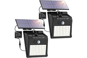 LOTMOS Solar Security Lights Outdoor Motion Sensor, 100 LED Solar Lights Outdoor IP65 Waterproof Solar Fence Lights, Solar Powered Security Light for Garden Shed Door Entrance Yard Garage-2 Pack