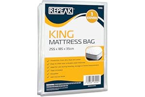 REPEAK King Size Mattress Bag for Moving or Storage House Essentials - Waterproof Protector Mattress Bag, Strong Plastic Cover to Protect your Bed from Stains, Pets, Pest Damage, Dirt & Dust