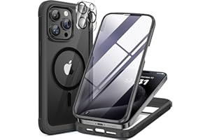 Miracase Glas Serie für iPhone 15 Pro Max Hülle mit Magsafe, [360 Militärschutz & vollständiger Kameraschutz], Starke magnetisch Case, iPhone 15 Pro Max HandyHülle, Mag Schwarz