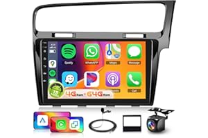 4G+64G Car Radio Stereo for VW Volkswagen Golf MK7 2013-2018 with DSP Carplay Android Auto GPS WiFi, Hodozzy 10" 1280P Touchscreen Car Radio with Bluetooth 5.0 Mirror Link FM/RDS SWC+Backup Camera