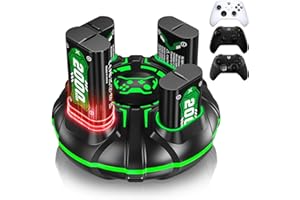 LOQDIVR Pakiet baterii Xbox One zgodny z kontrolerem Xbox Series X/Xbox Series S/Xbox One/Xbox One S/X/Elite Akumulator 4 * 2000 mAh z 4-gniazdową stacją ładującą i kablem typu C
