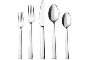 Herogo, set di posate in acciaio inox, 30 pezzi, per 6 persone, set di posate argentate per famiglia, feste, hotel, posate da tavola con coltello, forchetta, cucchiaio lucidato
