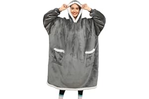 TOMEEK Felpe con Cappuccio Oversize, Sherpa Coperta con Cappuccio Super Confortevole Pullover Blanket Hoodie Felpa con Coperta Gigante con Cappuccio con Tasca per Uomini, Donne