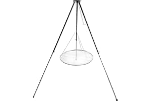 HERO24 T-180 Dreibein Schwenkgrill, stufenlose einstellung mittels Edelstahl Seil- stabile Ausführung aus galvanisierte Stahl und Pulverbeschichtung, ca. 1,85 m hoch. Ohne Grillrost!