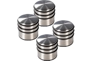 Oxid7® 4x Türstopper Edelstahl matt gebürstet ⌀ 8,7cm, Höhe: 8cm | Massiver Türpuffer 1,1 kg auch für schwere Türen | 3 hochwertige Gummiringe als Schutz