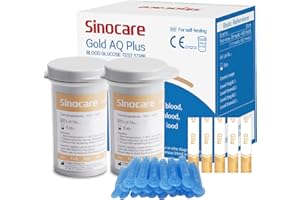 Sinocare Tiras Glucosa Diabetes, 50 x Tiras Prueba de Glucosa en Sangre Reactivas sin Código para Gold AQ Plus