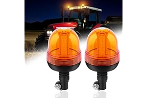 ROUTEKING 2pcs Gyrophare LED - 2x60LED Lumière Stroboscopique d'Avertissement d'urgence, Homologation E9 pour Camion Tracteur Caravane (Orange)