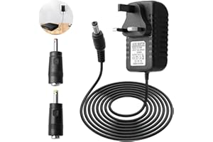 JCSJK 6V 2A Power Supply Cable, AC/DC Adapter 100-240V 50/60Hz Charger, Jack 5.5x2.1mm with Selectable 3.5mmx1.35mm, 4.0mmx1.7mm Plug for Atomizer Instrument Blood Pressure Meter Electronic Scale