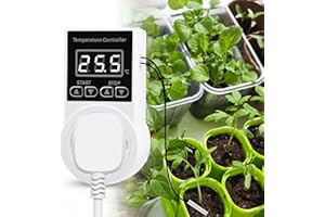 NIZIRIOO Prise Thermostat - Régulateur de Température Chauffage Refroidissement Avec Sonde, LCD Contrôleur Numérique pour Terrarium Aquarium Serre