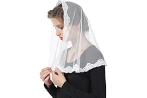 BEAUTELICATE Voile d'église Chapelle Femme Tête Mantille En Dentelle Catholique Messe Latin Étole Écharpe de Mariage Mariée Blanc Noir V110