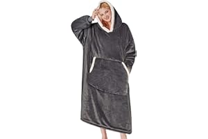 mebiusyhc Oversized Hoodie Blanket Fluffy Fleece Blanket Hoodie Hooded Blanket Deep Pockets, Cozy Warm Fleece Sherpa Blanket, Gifts Adults Mom Wife Girlfriend Men
