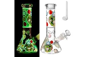 20 cm Masenyee świecące szkło bong z miską i sitkiem 14,5 mm, szkło bong, wytrzymałe i grube bong, kompaktowe do przenoszenia, fajka wodna Chillum-Amber Yellow