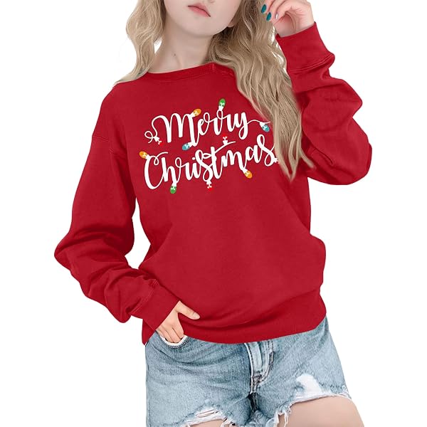 Felpa Natalizia Bambine 3-12 Anni – Maglione Invernale A Maniche Lunghe Con Stampa Festiva, Girocollo, Morbido E Traspirante, Taglie 110-160