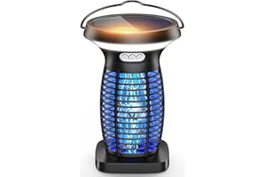 Dnenellr Lampe Anti Moustique, 3500V Anti Moustique Extérieur Solaire électrique, LED 2-EN-1 Lumière UV lampe Anti Moustique Intérieur, USB Étanche Tueur d'Insectes pour Bureau Cuisine Jardin Terrasse