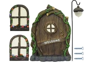 Fairy Garden Dörrar och fönster, Resin Glow Fairy Fönsterdörr Skulptur, Glow in Dark Fairies Sovdörr och fönster för utegård