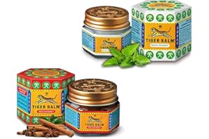 NOVA GOTTI Balsamo di Tigre Rosso e Bianco x2 Tiger Balm 21ml Originale, Crema Unguento Riscaldante Muscolare Mal di Testa Emicranie Raffreddore Congestione Nasale Tosse Punture, Edizione Cannella e Menta