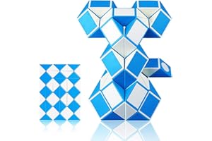 EACHHAHA Magic Snake Puzzles Serpiente mágica 48 Secciones-Juguetes educativos antiestrés-Regalos cumpleaños niños Colegio(Gran Azul y Blanco*1)