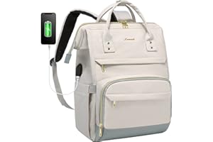 LOVEVOOK Zaino Donna Porta PC Portatile 15.6 Pollici, Impermeabile Zaino Laptop Computer per Viaggi Affari, Bianco e Grigio