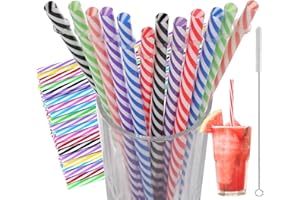 HUHIK 50 pajitas rígidas reutilizables, de plástico reutilizables, pajitas de colores, pajitas gigantes, ideales para batidos, zumo, té, cócteles, bebidas calientes (7 mm de diámetro, 23 cm de largo)