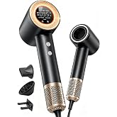 Professional Hair Dryer with Diffuser and Nozzles, 59 dB Low Noise Ionic Hair Dryer, Brushless Motor of 160,000 RPM, Hair Dry