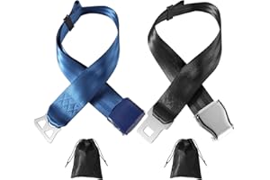 Keilend Airplane Seat Belt Extender 2pcs, Adjustable 7-35" Seatbelt Extender Plane with Velvet Bag, Universal Plane Seat Extender for Pregnant And Obese - Blue and Black