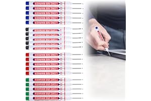 LEIKURVO Rotulador de agujeros profundos, 20 unidades, punta de 20 mm, rotulador de agujeros largos, para madera, plástico, pared, metal y cartón (negro, azul, rojo, verde)