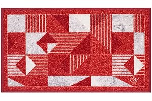 OLIVO TAPPETI OLIVO.shop | NEW SMILE ELEGANT Tappeto passatoia da cucina geometrico, antiscivolo e lavabile in lavatrice, passatoia cucina moderna vari colori e misure (40x70 cm, ROSSO)